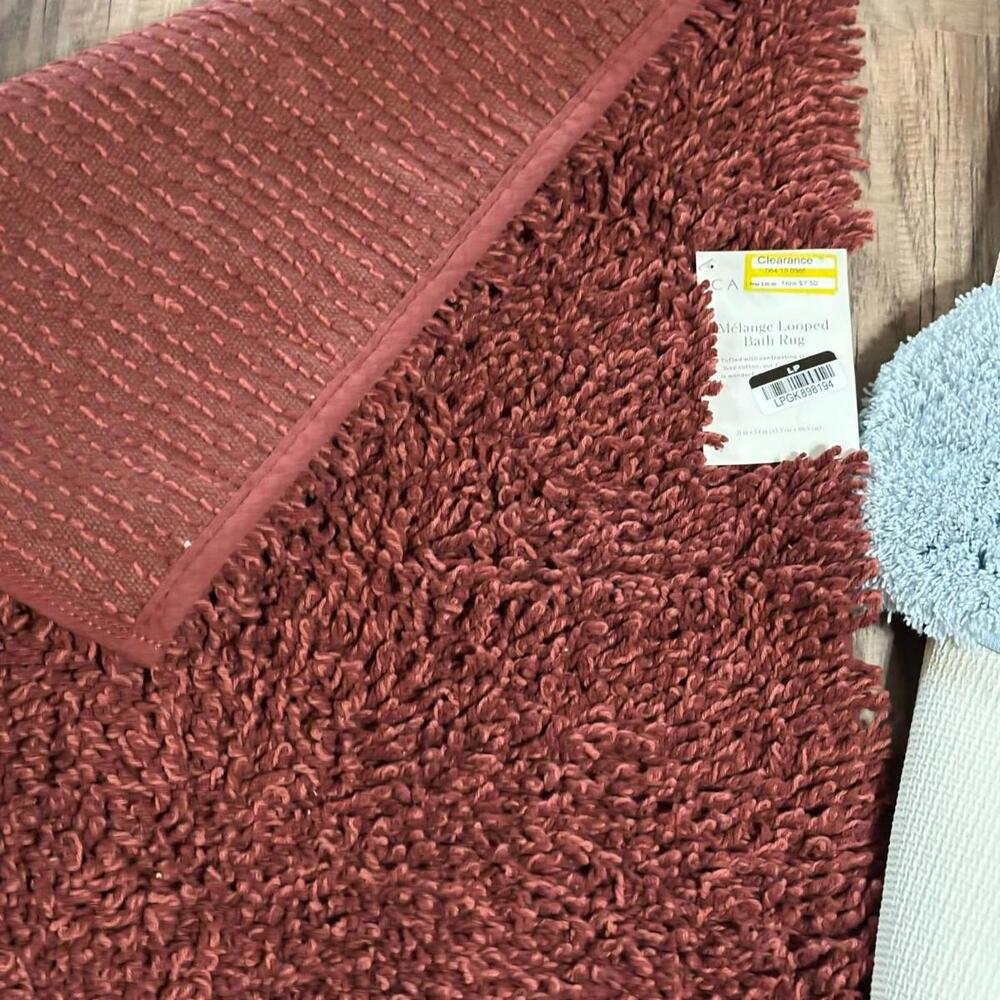 Casaluna Cotton Looped 21 X 34" Bath Rug Mélange Burgundy (Clay) NEW